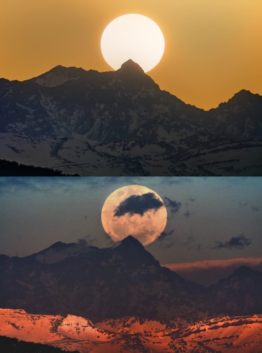 Segundo lugar categoría Conjunto de Imágenes Crossover Equinoccial de la Luna Llena de Primavera. Créditos Cristóbal Sánchez.