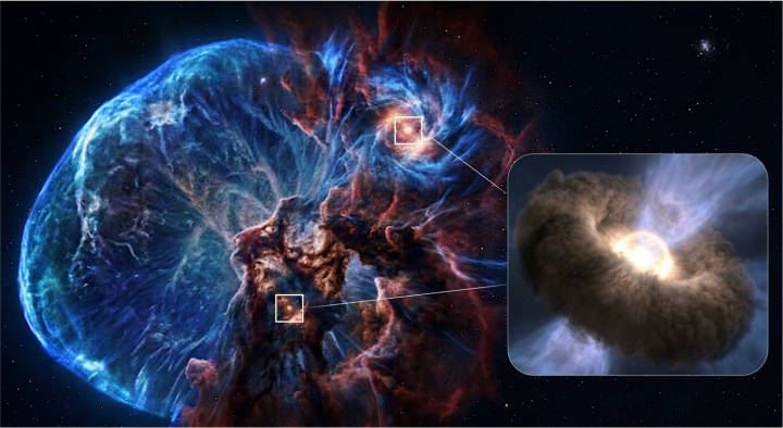 Detectan desde Chile cunas estelares dentro de un remanente de supernova