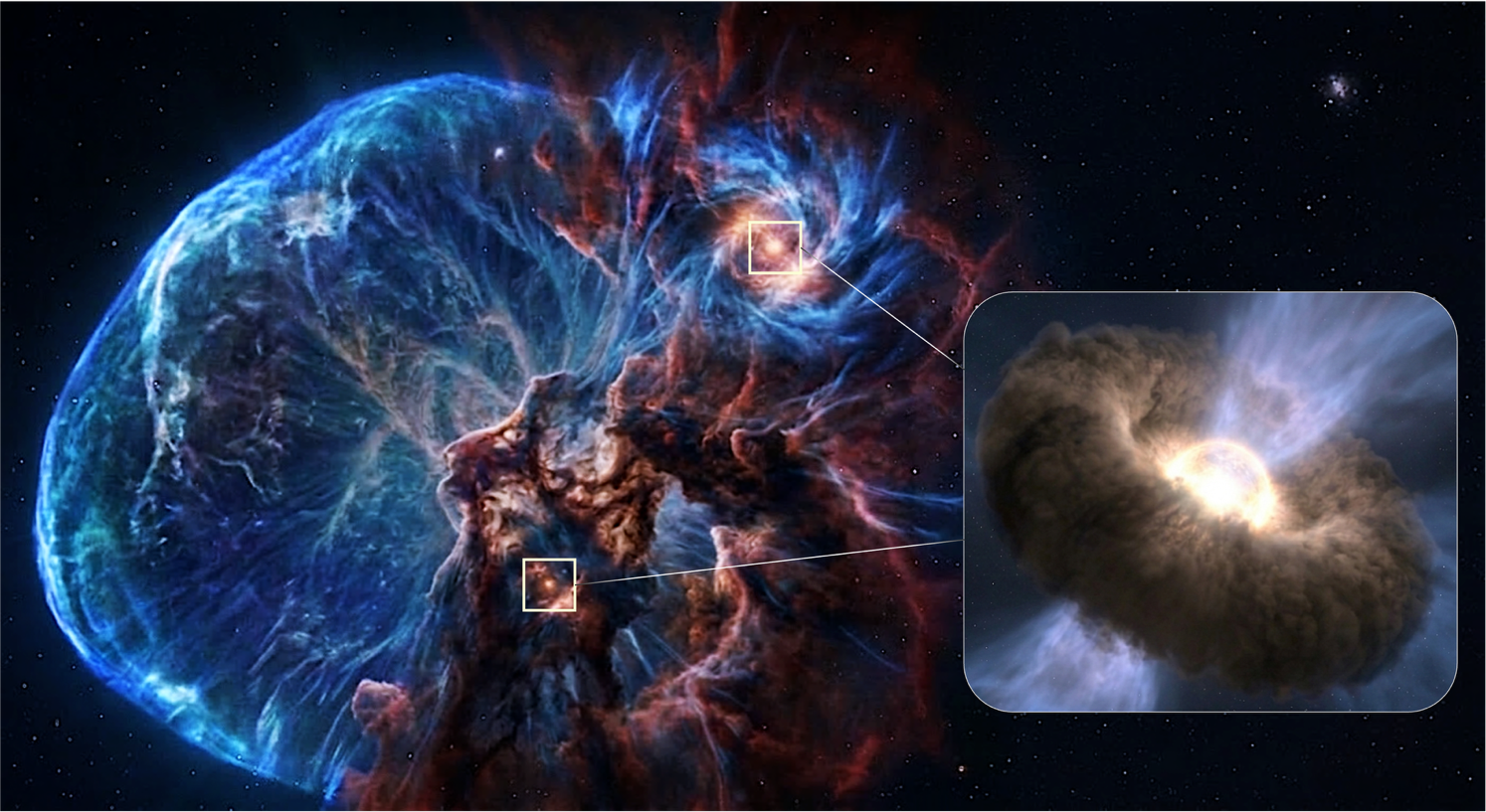 Detectan desde Chile cunas estelares dentro de un remanente de supernova