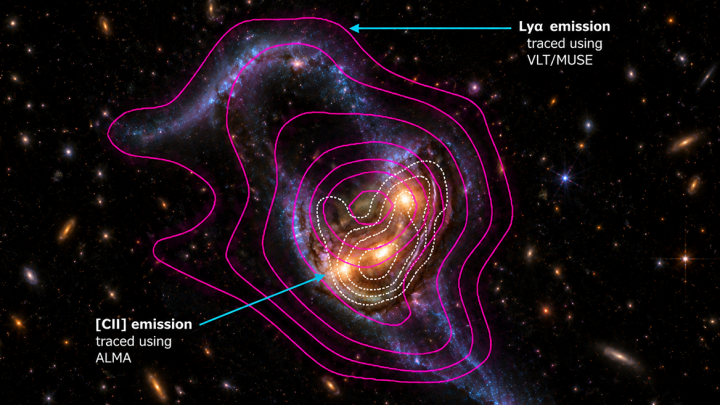 Astrónoma revela la geometría del gas primordial alimentado una galaxia en el universo temprano
